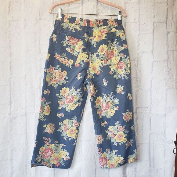 JONES NEW YORK Floral Wide Leg Cropped Pants High Rise 8 - Picture 3 of 6